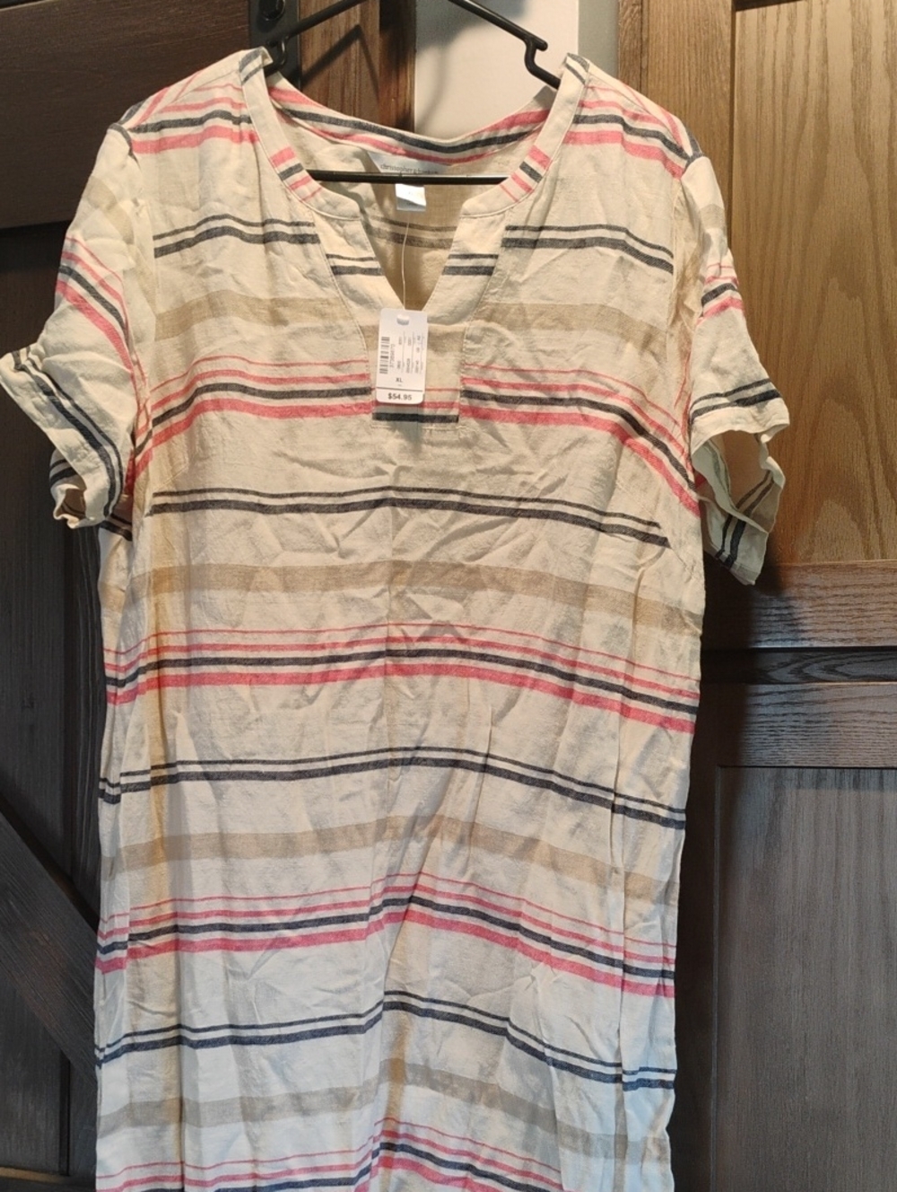 Christopher & Banks Striped Tunic Top in Cream, Pink & Navy